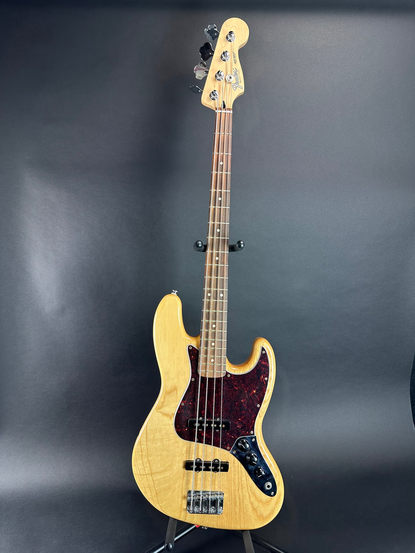 Full front of Used Fender Standard Jazz Bass Natural.