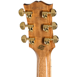 Back of headstock of Gibson SJ-200 Elegant Koa Honey Burst.