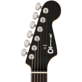 Headstock of Charvel Pro-Mod Plus Dinky DK24 HSS 2PT EB QM Ebony Amber Tiger Eye.