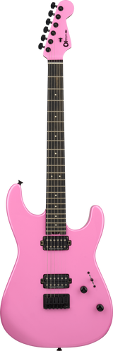 Full frontal of Charvel Pro-Mod Plus San-Dimas Style 1 HH HT Ebony Platinum Pink.