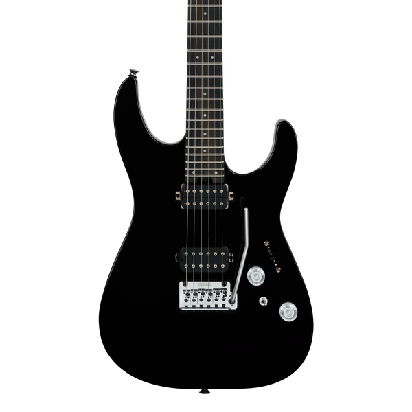 Front of Charvel ProMod Plus DK24 HH 2PT EB Raven Black.