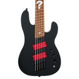 Front of Charvel Sleep Token III Signature Pro-Mod San Dimas Bass V Caramelized Maple Black.