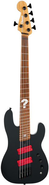 Full frontal of Charvel Sleep Token III Signature Pro-Mod San Dimas Bass V Caramelized Maple Black.