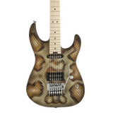 Front of Charvel Warren DeMartini Signature Pro-Mod Snake MP Snakeskin.