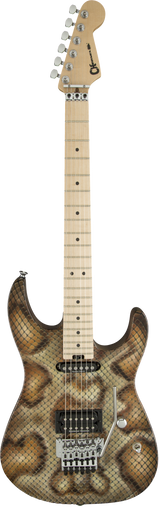 Full frontal of Charvel Warren DeMartini Signature Pro-Mod Snake MP Snakeskin.