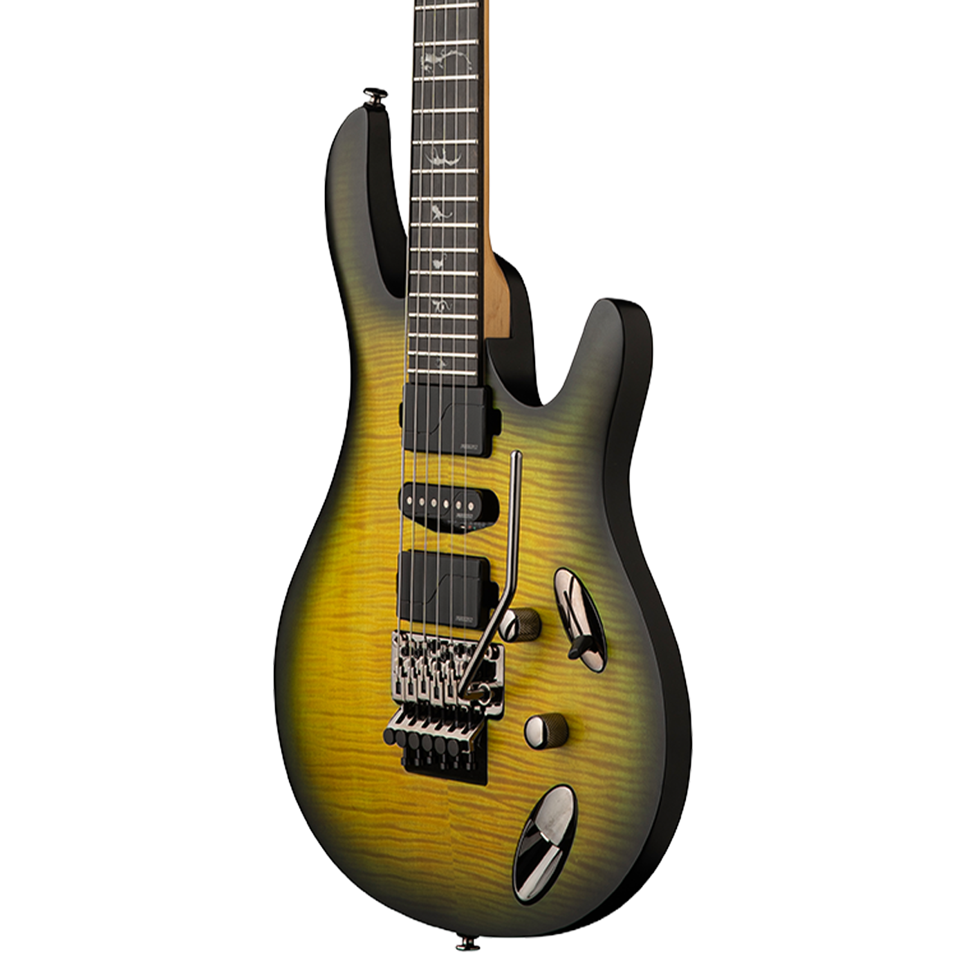 Electric guitar with a gradient finish on a white background