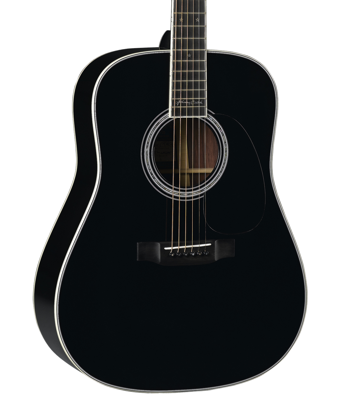 Front of Martin D-35 Johnny Cash Signature Black.