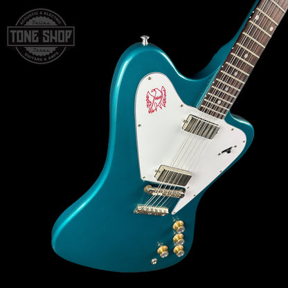 Front angle of Gibson Custom Shop 1965 Non-Reverse Firebird V 12-String Reissue Aqua Mist.