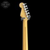 Back of headstock of Used 2005 Fender American Deluxe HSS Mini Floyd Amber.