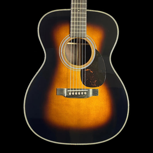 Front of body of Martin Custom Shop 28 Style OM Adirondack/ WEIR 1935 Sunburst.