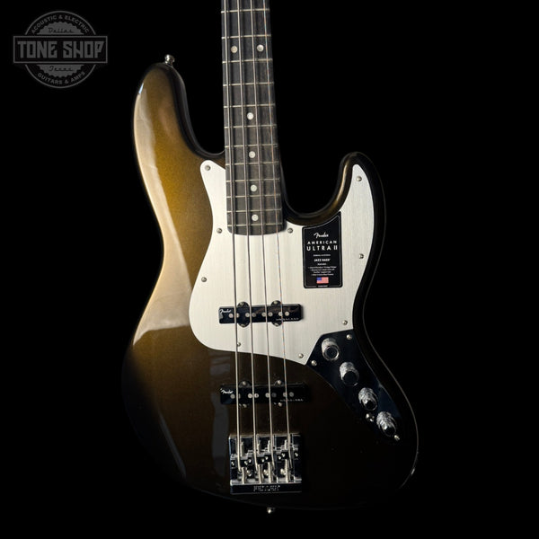 Front of Used 2024 Fender American Ultra II Jazz Bass Texas Tea TSS7010.