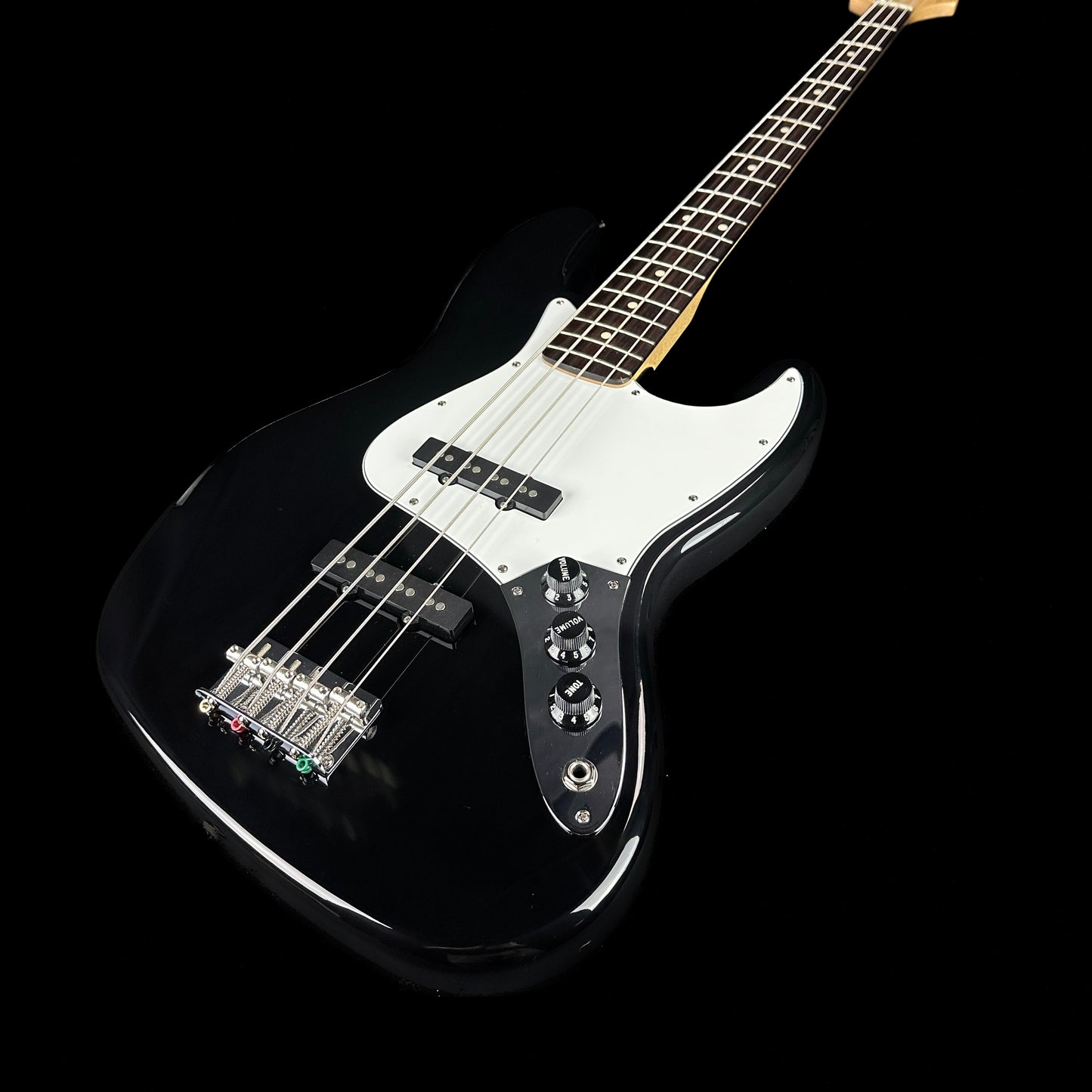 Front angle of Used Fender Standard Jazz Bass Black.