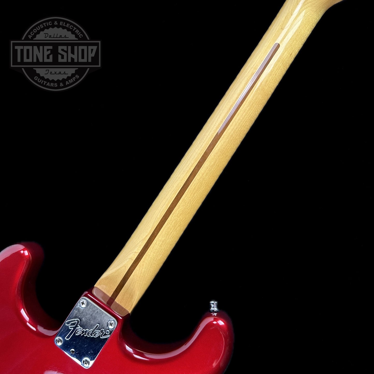 Back of neck of Used 1983 Fender Dan Smith Era Candy Apple Strat.