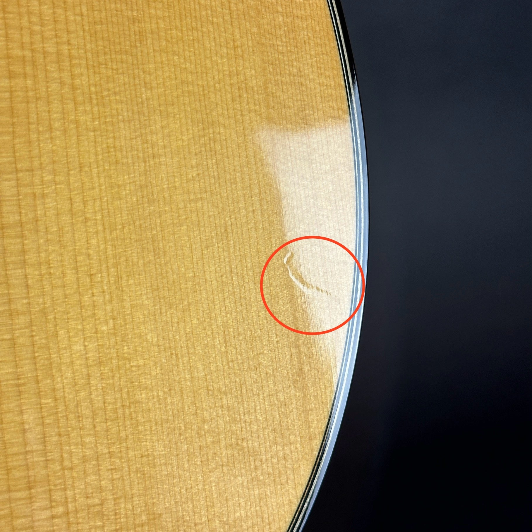 Mark on body of Used 2005 Collings CW Mh A Natural.