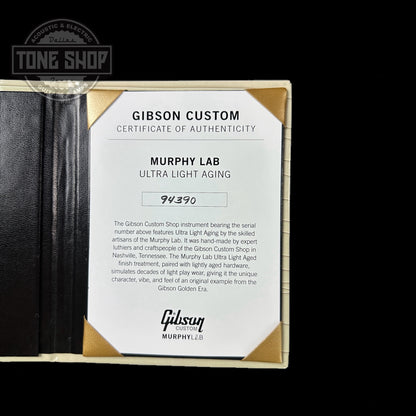 Certificate of authenticity for Gibson Custom Shop 1959 Les Paul Standard Ice Tea Fade Murphy Lab Ultra Light Aged NH.