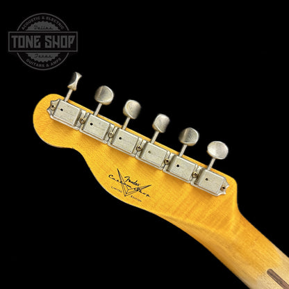Back of headstock of Fender Custom Shop Limited Edition 53 HS Tele Heavy Relic Aged Butterscotch Blonde.