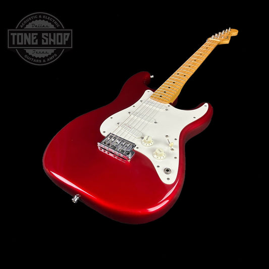 Front angle of Used 1983 Fender Dan Smith Era Candy Apple Strat.