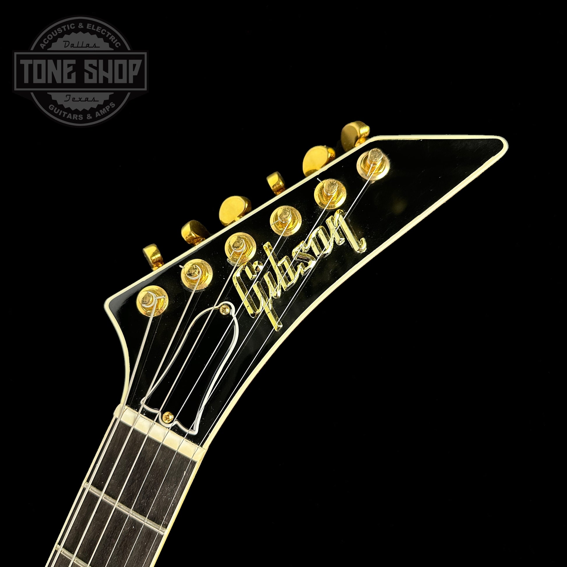 Front of headstock of Used 1987 Gibson US-1 Sunburst.
