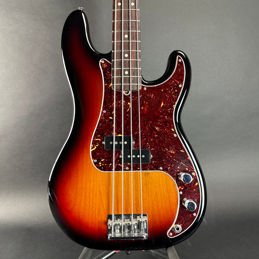 Front of Used 2021 Fender American Pro II Precision Bass Sunburst.