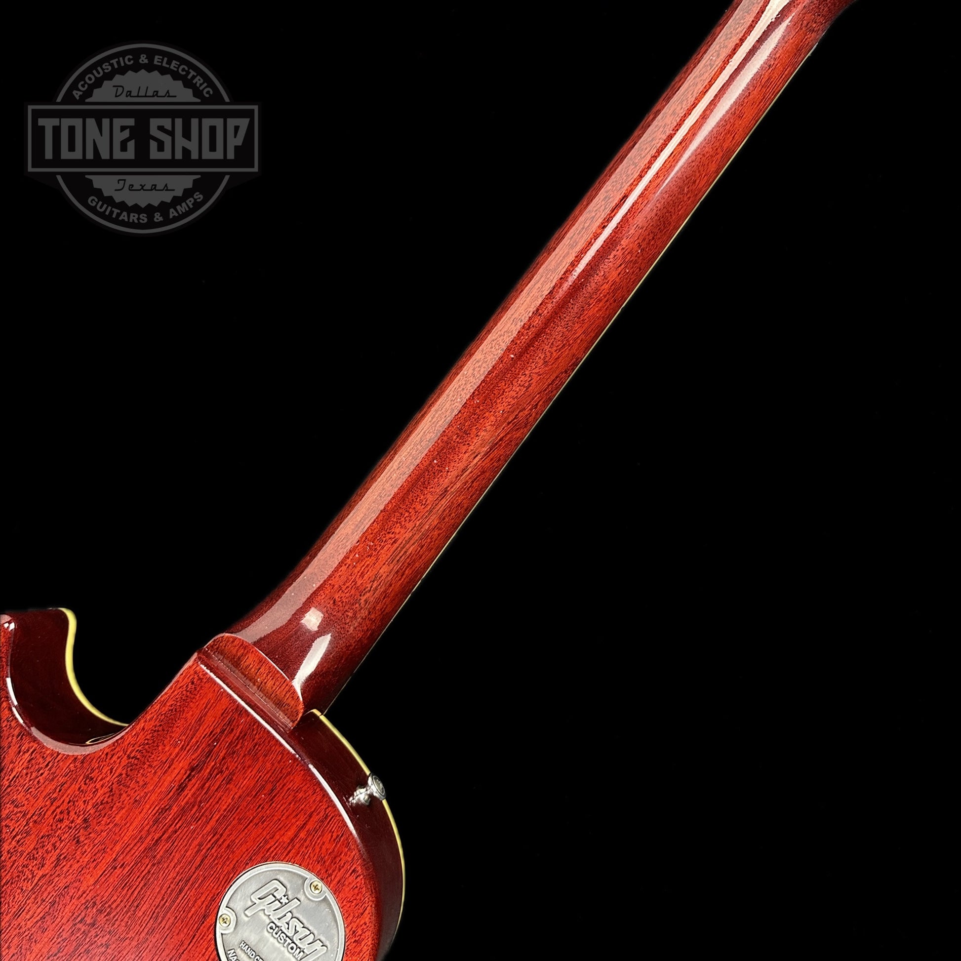 Back of neck of Gibson Custom Shop 1959 Les Paul Standard Ice Tea Fade Murphy Lab Ultra Light Aged NH.