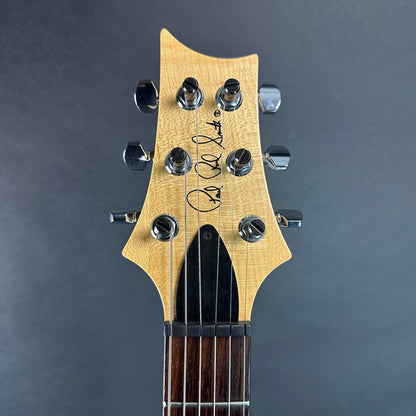 Front of headstock of Used PRS CE22 Sunburst.