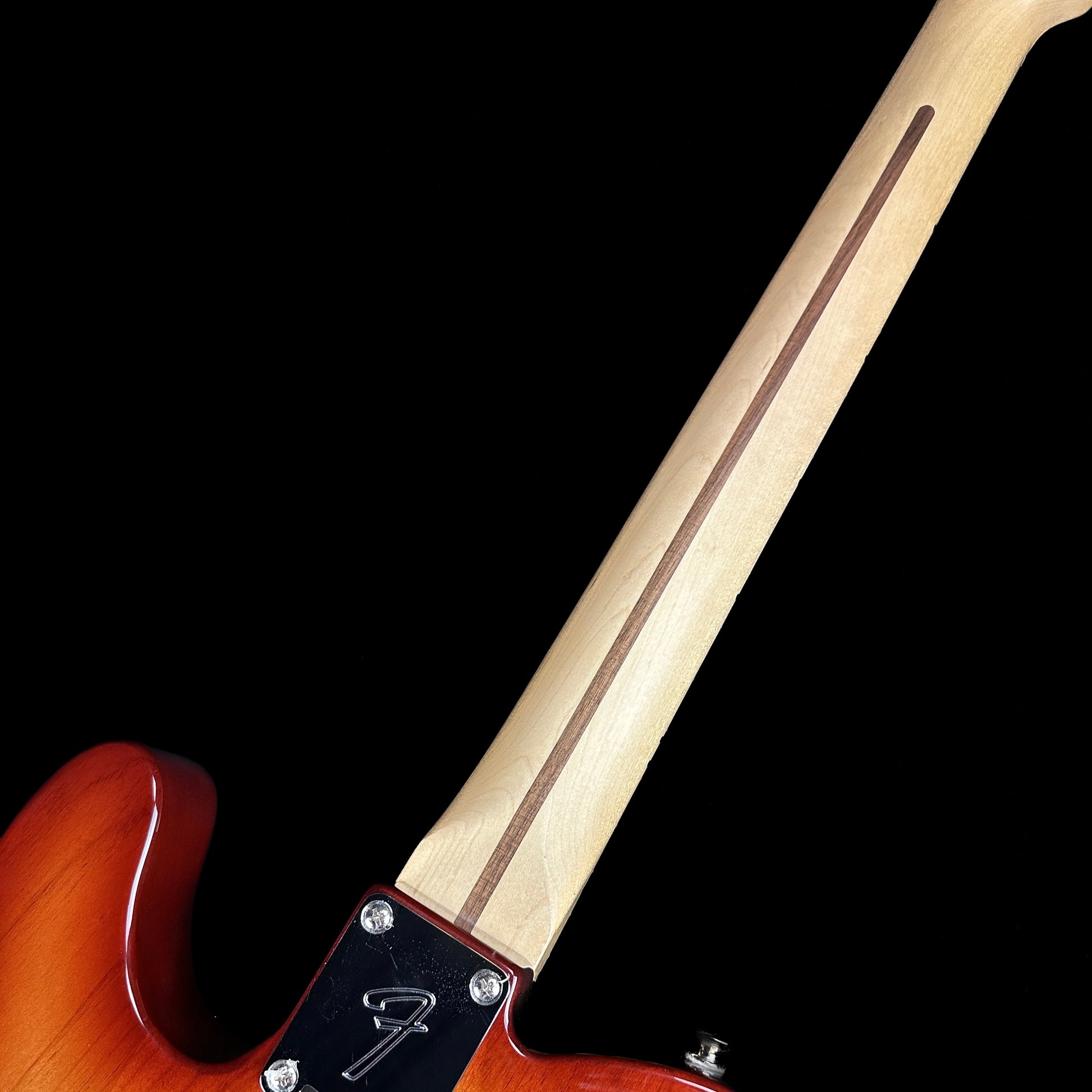 Back of neck of Used Fender Player Telecaster Plus Top Sienna Sunburst.