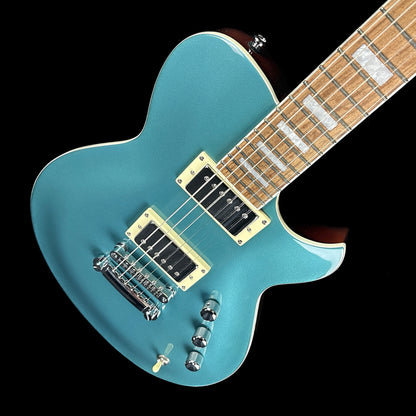 Front angle of Used Reverend Roundhouse HB Deep Sea Blue.