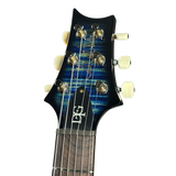 Headstock of PRS Wood Library DGT Quilt 10 Top Faded Whale Blue Smokeburst.