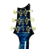 Back of headstock of PRS Wood Library DGT Quilt 10 Top Faded Whale Blue Smokeburst.