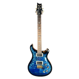 Full front of PRS Wood Library DGT Quilt 10 Top Faded Whale Blue Smokeburst.