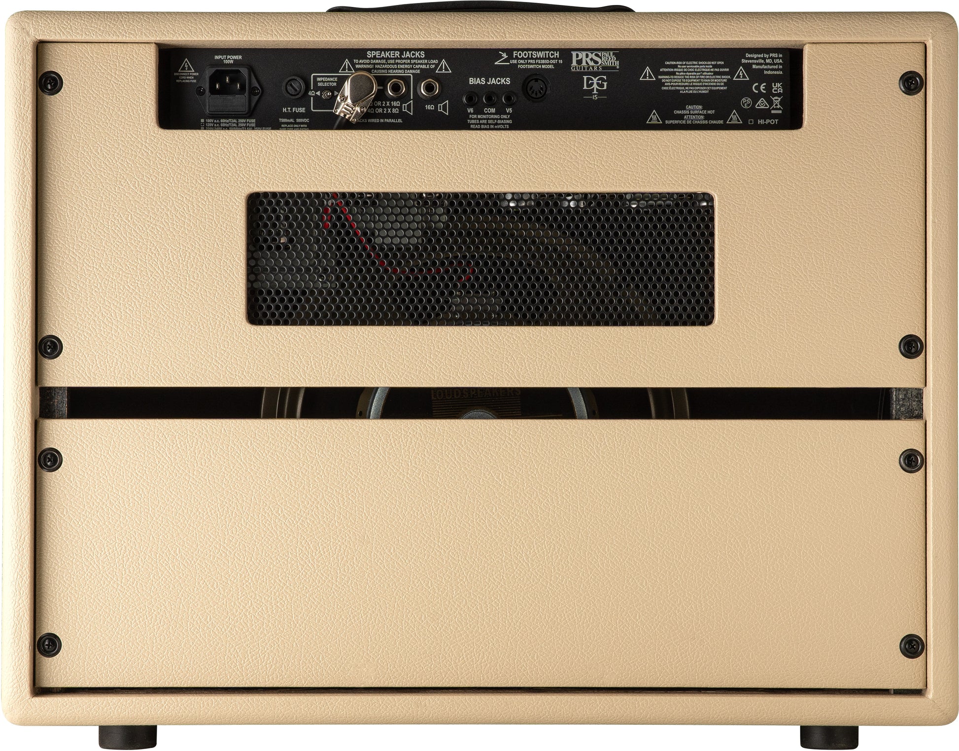 Back of PRS DGT David Grissom 15 watt Combo.
