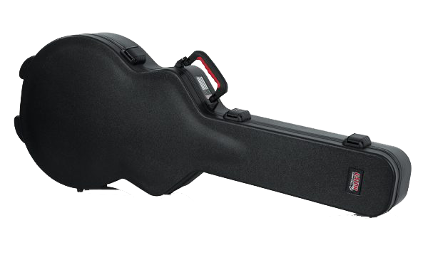 Front of Gator GTSA-GTR335 TSA Series ATA Molded Polyethylene Case for Gibson 335 Semi Hollow Electrics angled down.