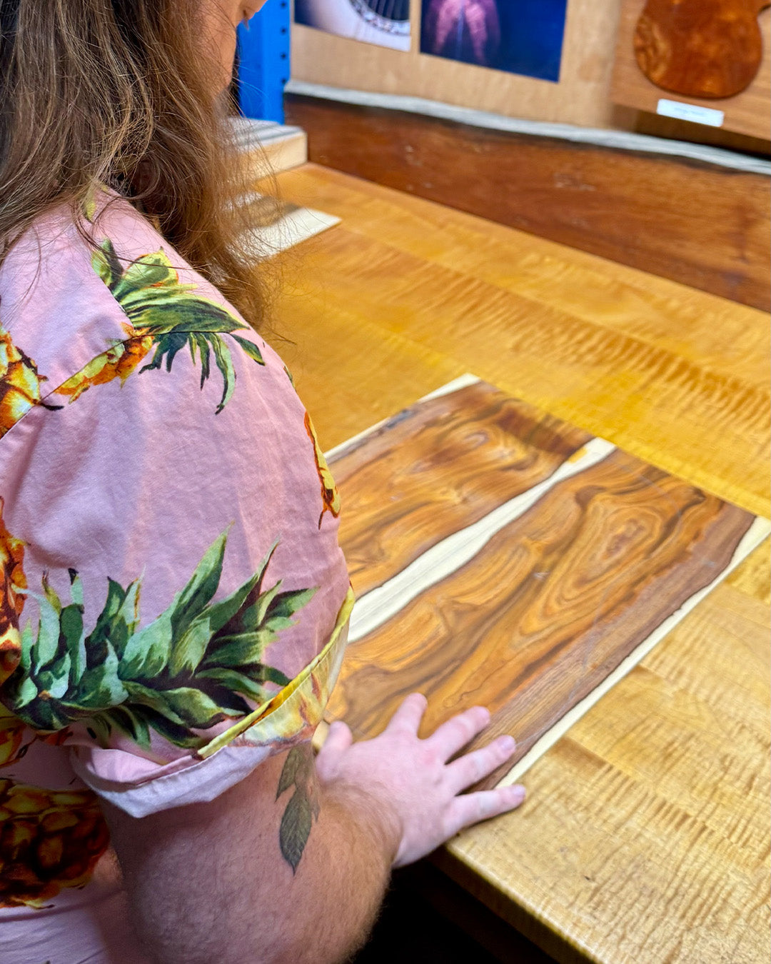 Martin Custom Shop guitars on display.