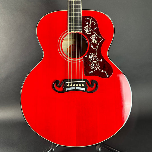 Front of Used 2021 Gibson Orianthi SJ-200 Trans Red.