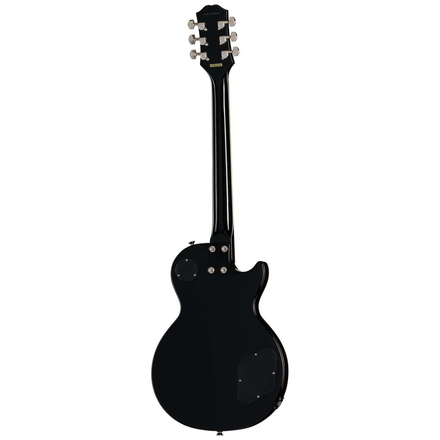 Back of Epiphone Les Paul Tribute Plus LH Vintage Sunburst.