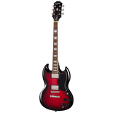 Full frontal of Epiphone SG Tribute Plus Cherry Burst.