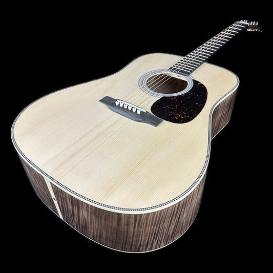 Front angle of Martin Custom Shop Dread Adirondack/Pacific Big Leaf Flamed Maple.