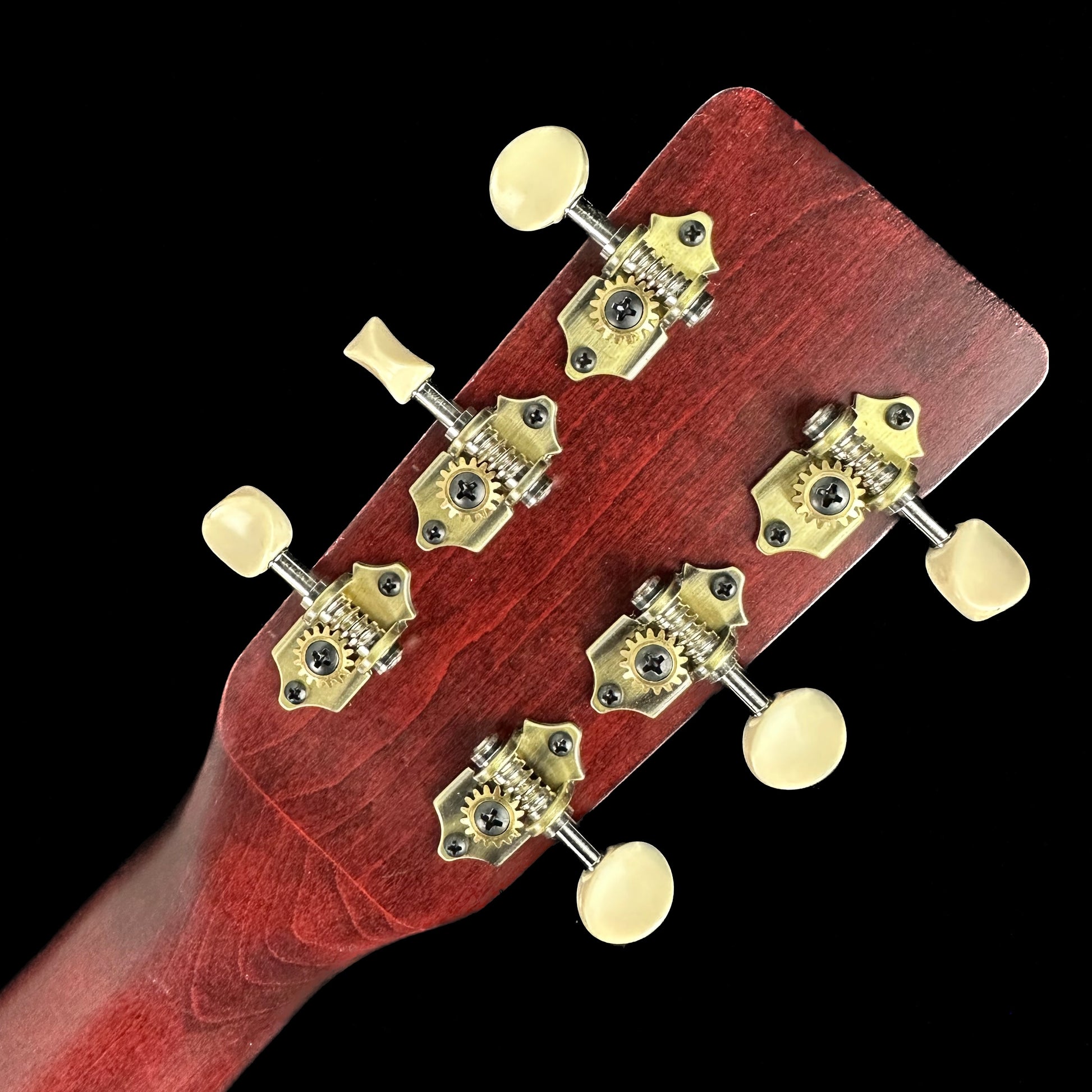 Back of headstock of Used Art & Lutherie Legacy Tennesse Red.