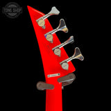 Back of headstock of Used 2021 Jackson X Series CBXDX IV Bass Rocket Red TSS7563.