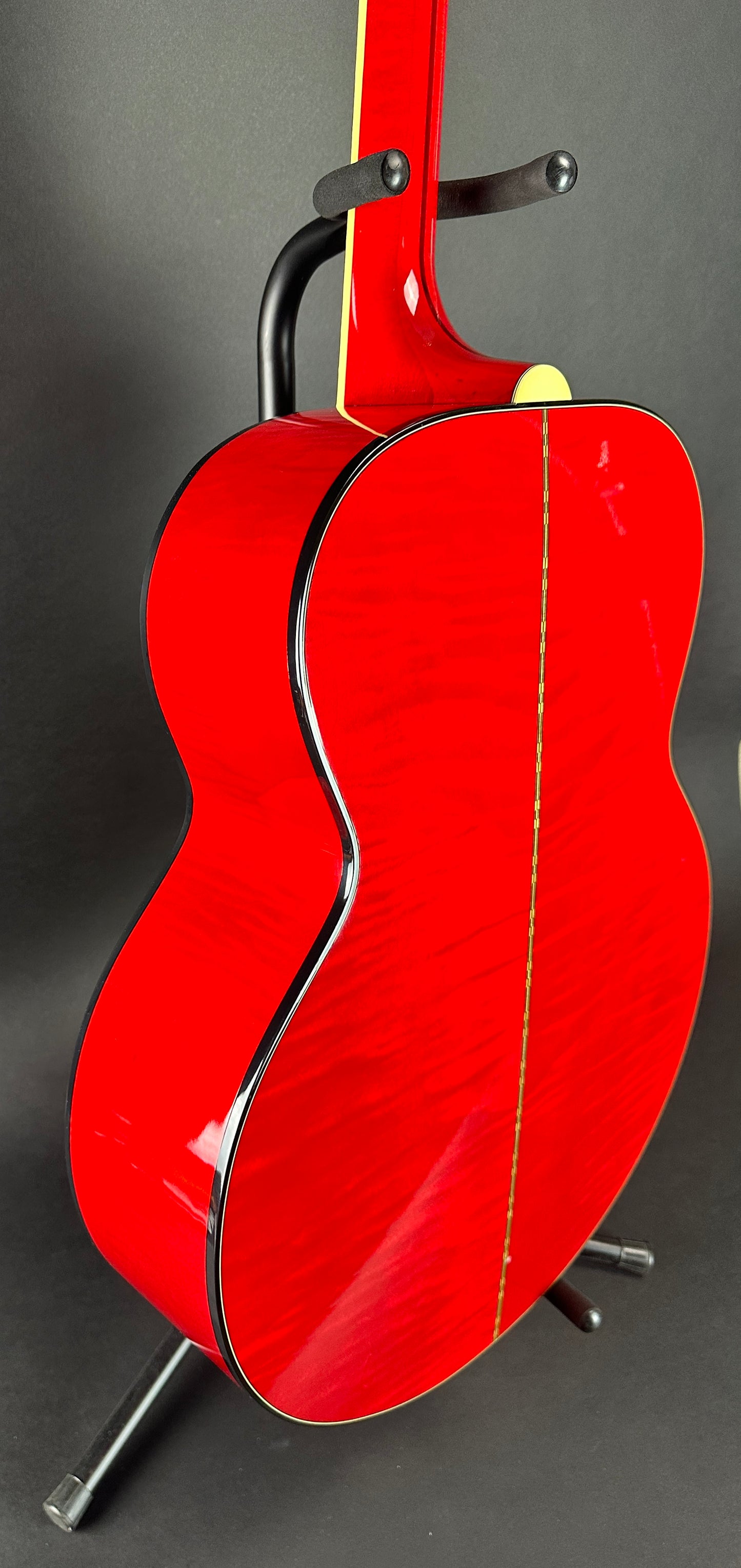 Back angle of Used 2021 Gibson Orianthi SJ-200 Trans Red.