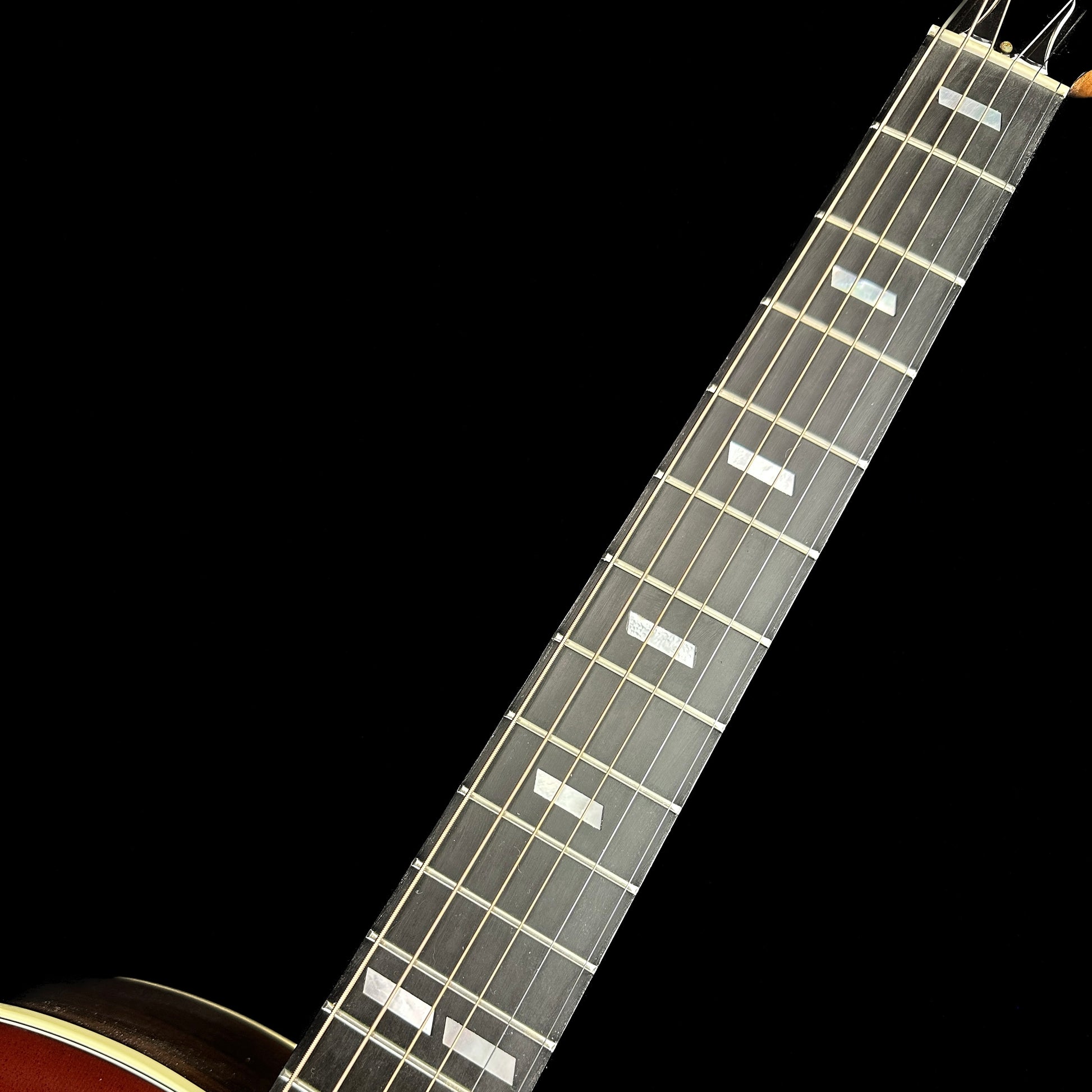 Fretboard of Used Gibson Hummingbird M Rosewood Burst.
