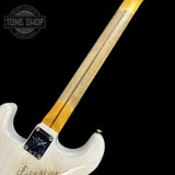 Back of neck of Fender Custom Shop Time Machine '57 Strat Heavy Relic Aged White Blonde.