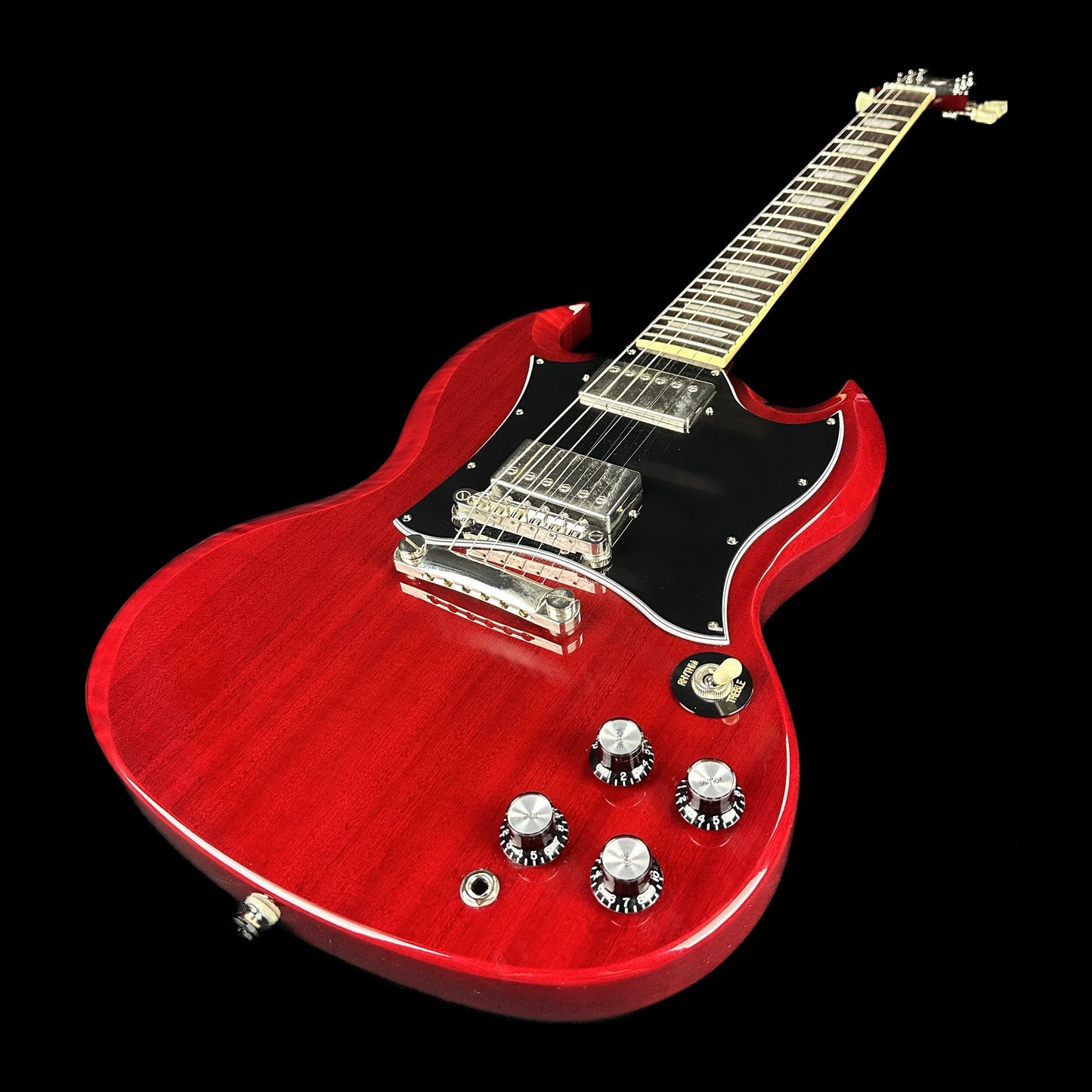 Front angle of Used Epiphone SG Standard Cherry.