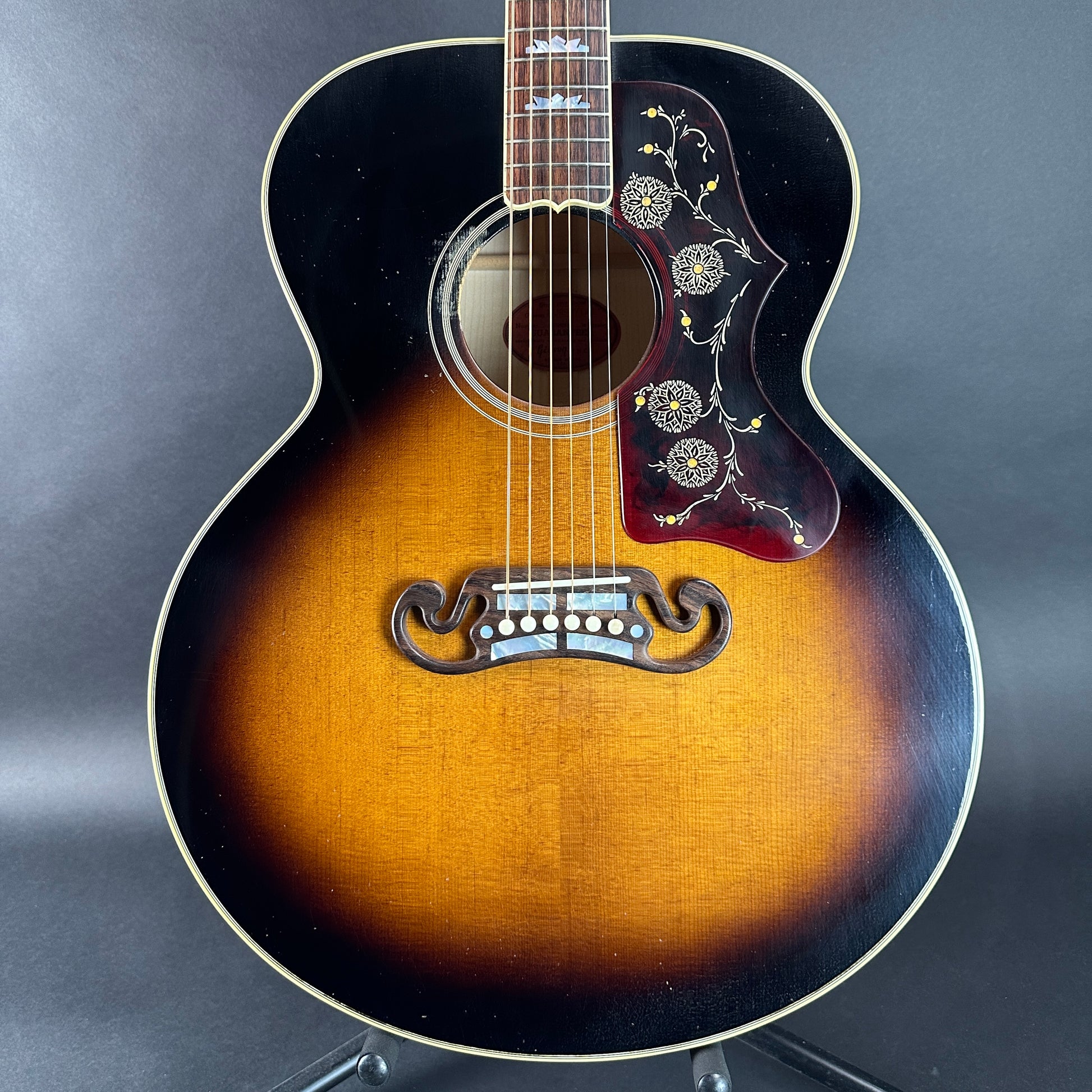 Front of Used 2024 Gibson 1957 SJ-200 Murphy Lab Light Aged Vintage Sunburst.