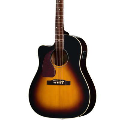 Front of Epiphone J 45 Studio EC LH Vintage Sunburst.