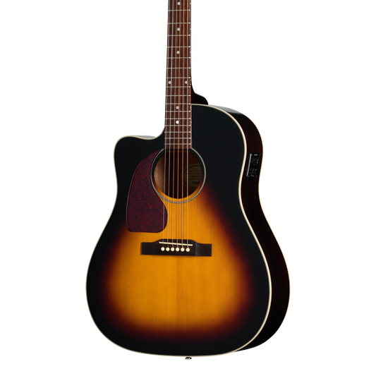 Front of Epiphone J 45 Studio EC LH Vintage Sunburst.