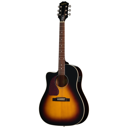 Full frontal of Epiphone J 45 Studio EC LH Vintage Sunburst.