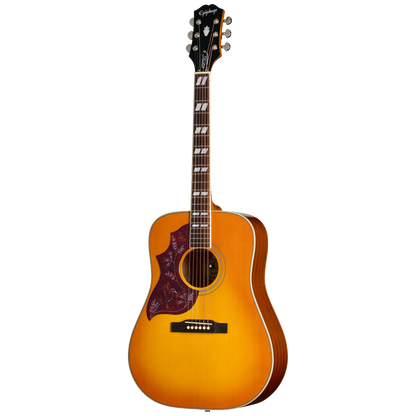 Full frontal of Epiphone Hummingbird Studio LH Heritage Cherry Sunburst.