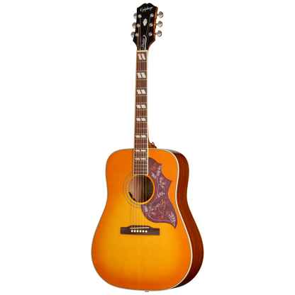 Full frontal of Epiphone Hummingbird Studio Heritage Cherry Sunburst.