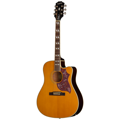 Full frontal of Epiphone Hummingbird Studio EC Natural.